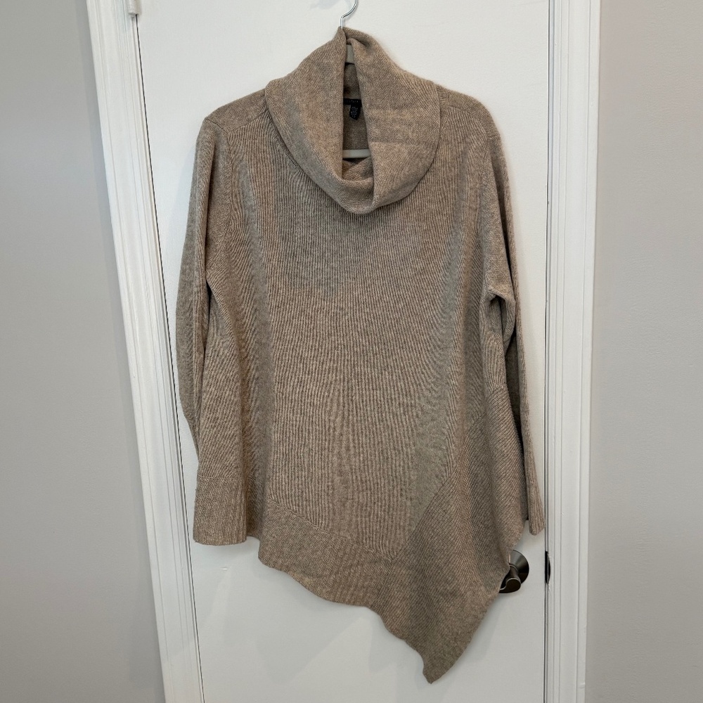 Eileen Fisher Asymmetrical Wool Sweater – Heathered Oatmeal, Large